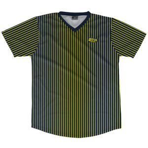 Pinstripes Soccer Jersey Made In USA - Blue Navy and Yellow Bright Pinstripes Soccer Jersey Made In USA - Blue Navy and Yellow Bright