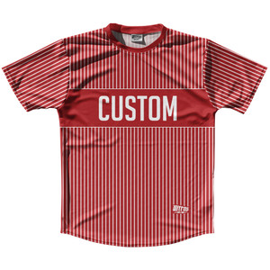 Pinstripes Custom Finish Line Running Shirt Track Cross Made In USA - Red Dark and White Pinstripes Custom Finish Line Running Shirt Track Cross Made In USA - Red Dark and White