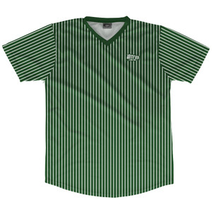 Pinstripes Soccer Jersey Made In USA - Green Hunter and White