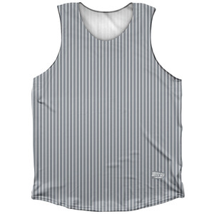 Pinstripes Athletic Tank Top - Grey Dark and White