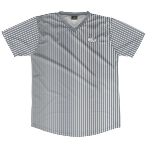 Pinstripes Soccer Jersey Made In USA - Grey Dark and White
