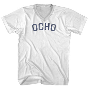 Ocho Adult Cotton V-neck T-shirt - White