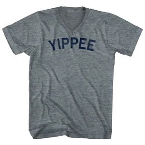 Yippee Adult Tri-Blend V-neck T-shirt - Athletic Grey