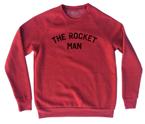 ADULT X-SMALL- The Rocket Man "NAVY PRINT"  Adult Tri-Blend Sweatshirt - Red Heather- Final Sale Z22