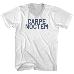 Carpe Noctem Adult Cotton V-neck T-shirt - White