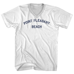 Point Pleasant Beach Adult Cotton V-neck T-shirt - White