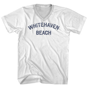 Whitehaven Beach Adult Cotton V-neck T-shirt - White