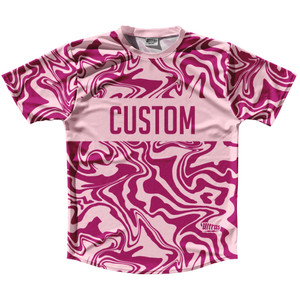 Vapor Design Custom Finish Line Running Shirt Track Cross Made In USA - Pale Pink and Fuschia Pink