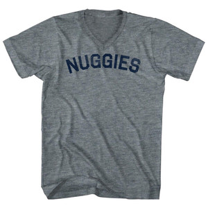 Nuggies Tri-Blend V-neck Womens Junior Cut T-shirt - Athletic Grey
