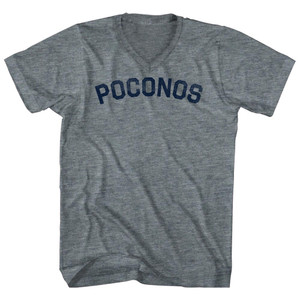Poconos Tri-Blend V-neck Womens Junior Cut T-shirt - Athletic Grey