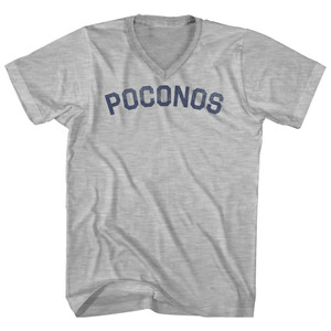 Poconos Adult Cotton V-neck T-shirt - Grey Heather