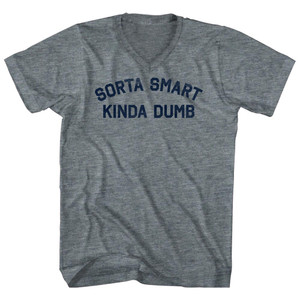 Sorta Smart Kinda Dumb Adult Tri-Blend V-neck T-shirt - Athletic Grey