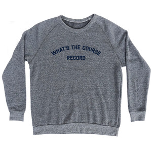 What's The Course Record Adult Tri-Blend Sweatshirt - Athletic Grey