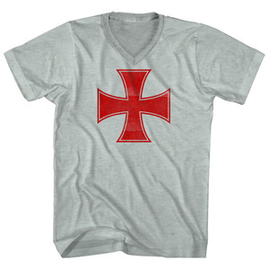 Crusader Cross Adult Tri-Blend V-neck T-shirt - Athletic Cool Grey Crusader Cross Adult Tri-Blend V-neck T-shirt - Athletic Cool Grey