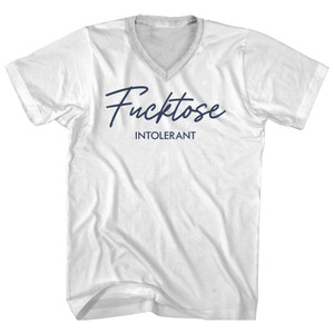 F*cktose Intolerant Adult Cotton V-neck T-shirt - White
