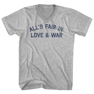 All's Fair In Love And War Adult Cotton V-neck T-shirt - Grey Heather All's Fair In Love And War Adult Cotton V-neck T-shirt - Grey Heather