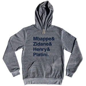 French Legends Mbappe, Zidane, Henry, Platini Tri-Blend Hoodie - Athletic Grey