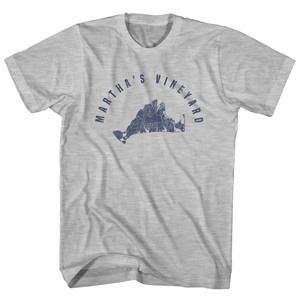 Martha's Vineyard Island Map Womens Cotton Junior Cut T-Shirt - Grey Heather