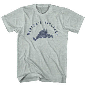 Martha's Vineyard Island Map Adult Tri-Blend T-shirt - Athletic Cool Grey Martha's Vineyard Island Map Adult Tri-Blend T-shirt - Athletic Cool Grey