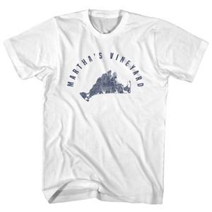 Martha's Vineyard Island Map Adult Cotton T-shirt - White