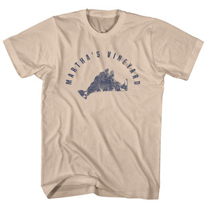 Martha's Vineyard Island Map Adult Cotton T-shirt - Creme