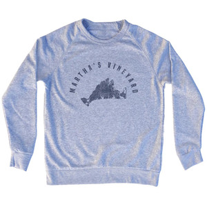 Martha's Vineyard Island Map Adult Tri-Blend Sweatshirt - Grey Heather Martha's Vineyard Island Map Adult Tri-Blend Sweatshirt - Grey Heather
