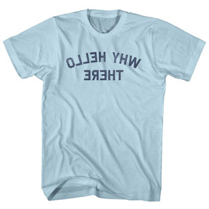Why Hello There Mirror Image Adult Cotton T-shirt - Light Blue
