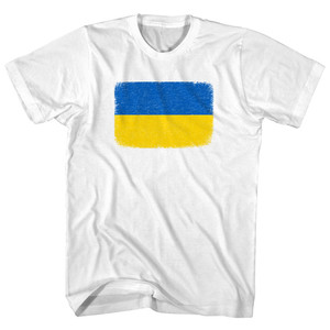 Ukraine Flag Distressed Womens Cotton Junior Cut T-Shirt - White
