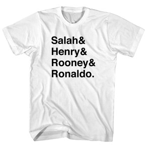Salah, Henry, Rooney And Ronaldo Premier League Mount Rushmore Legends (Black Art) Adult Cotton T-shirt - White Salah, Henry, Rooney And Ronaldo Premier League Mount Rushmore Legends (Black Art) Adult Cotton T-shirt - White
