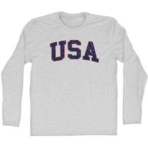 USA Bold Adult Cotton Long Sleeve T-shirt - Grey Heather