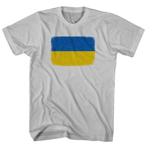 Ukraine Flag Distressed Adult Cotton T-shirt - Cool Grey