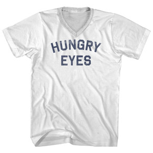 Hungry Eyes Adult Cotton V-neck T-shirt - White