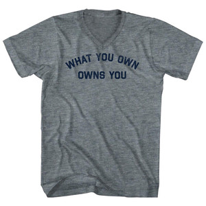 What You Own OWNS You Tri-Blend V-neck Womens Junior Cut T-shirt - Athletic Grey What You Own OWNS You Tri-Blend V-neck Womens Junior Cut T-shirt - Athletic Grey