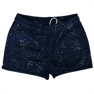 Splatter Shorty Short Gym Shorts 2.5" Inseam Made In USA - Blue Navy And Grey Medium Splatter Shorty Short Gym Shorts 2.5" Inseam Made In USA - Blue Navy And Grey Medium