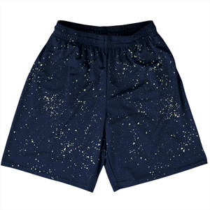 Splatter Basketball Practice Shorts Made In USA - Blue Navy and Vegas Gold Splatter Basketball Practice Shorts Made In USA - Blue Navy and Vegas Gold