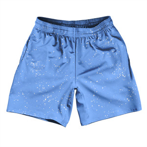 Splatter Athletic Running Fitness Exercise Shorts 7" Inseam Shorts Made In USA - Carolina Blue and White Splatter Athletic Running Fitness Exercise Shorts 7" Inseam Shorts Made In USA - Carolina Blue and White