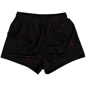 Splatter Womens & Girls Sport Shorts End Made In USA - Black and Red Dark Splatter Womens & Girls Sport Shorts End Made In USA - Black and Red Dark