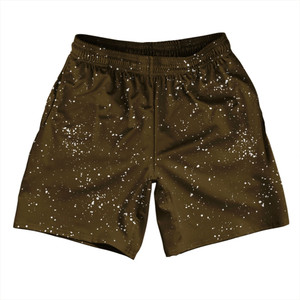 Splatter Athletic Running Fitness Exercise Shorts 7" Inseam Shorts Made In USA - Brown and White Splatter Athletic Running Fitness Exercise Shorts 7" Inseam Shorts Made In USA - Brown and White