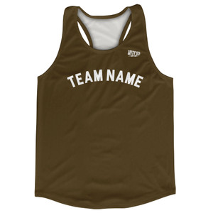 Custom Arched With White Text Running Racerback Singlet - Brown Dark Custom Arched With White Text Running Racerback Singlet - Brown Dark