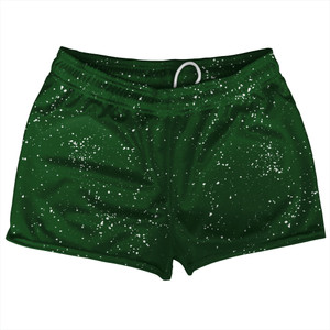 Splatter Shorty Short Gym Shorts 2.5" Inseam Made In USA - Green Hunter and White Splatter Shorty Short Gym Shorts 2.5" Inseam Made In USA - Green Hunter and White