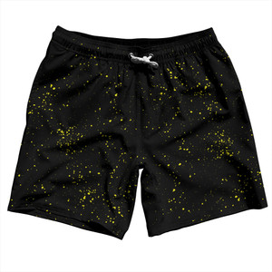 Splatter Swim Shorts 7" Made in USA - Black and Yellow