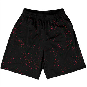 Splatter Basketball Practice Shorts Made In USA - Black and Red Dark Splatter Basketball Practice Shorts Made In USA - Black and Red Dark