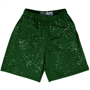 Splatter Lacrosse Shorts Made In USA - Green Forest and White