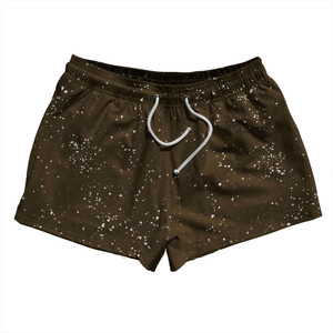 Splatter 2.5" Swim Shorts Made in USA - Brown and White
