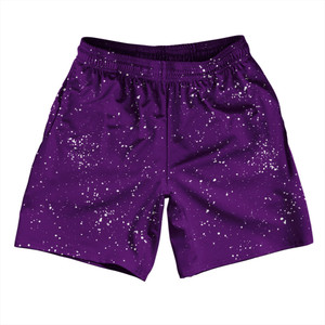 Splatter Athletic Running Fitness Exercise Shorts 7" Inseam Shorts Made In USA - Purple Medium and White Splatter Athletic Running Fitness Exercise Shorts 7" Inseam Shorts Made In USA - Purple Medium and White