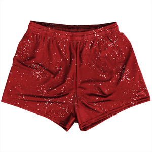 Splatter Womens & Girls Sport Shorts End Made In USA - Red Dark and White Splatter Womens & Girls Sport Shorts End Made In USA - Red Dark and White
