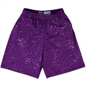 Splatter Lacrosse Shorts Made In USA - Purple Medium and White