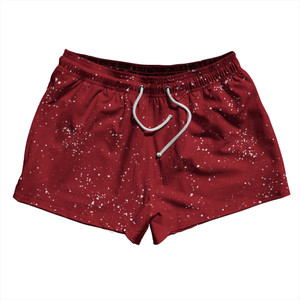 Splatter 2.5" Swim Shorts Made in USA - Red Cardinal and White