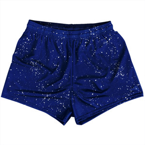 Splatter Womens & Girls Sport Shorts End Made In USA - Royal Blue and White Splatter Womens & Girls Sport Shorts End Made In USA - Royal Blue and White