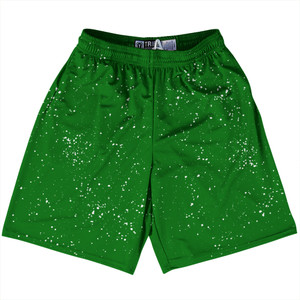 Splatter Lacrosse Shorts Made In USA - Green Kelly and White